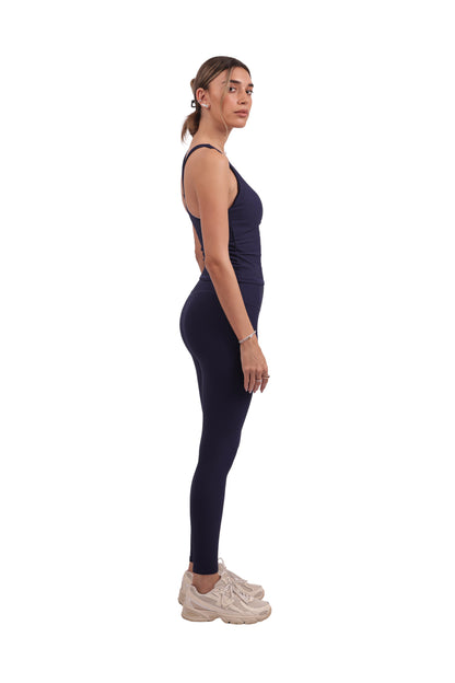 Square Neck Y-Back Tank & Ribbed Seamless Leggings Set