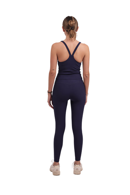 Square Neck Y-Back Tank & Ribbed Seamless Leggings Set