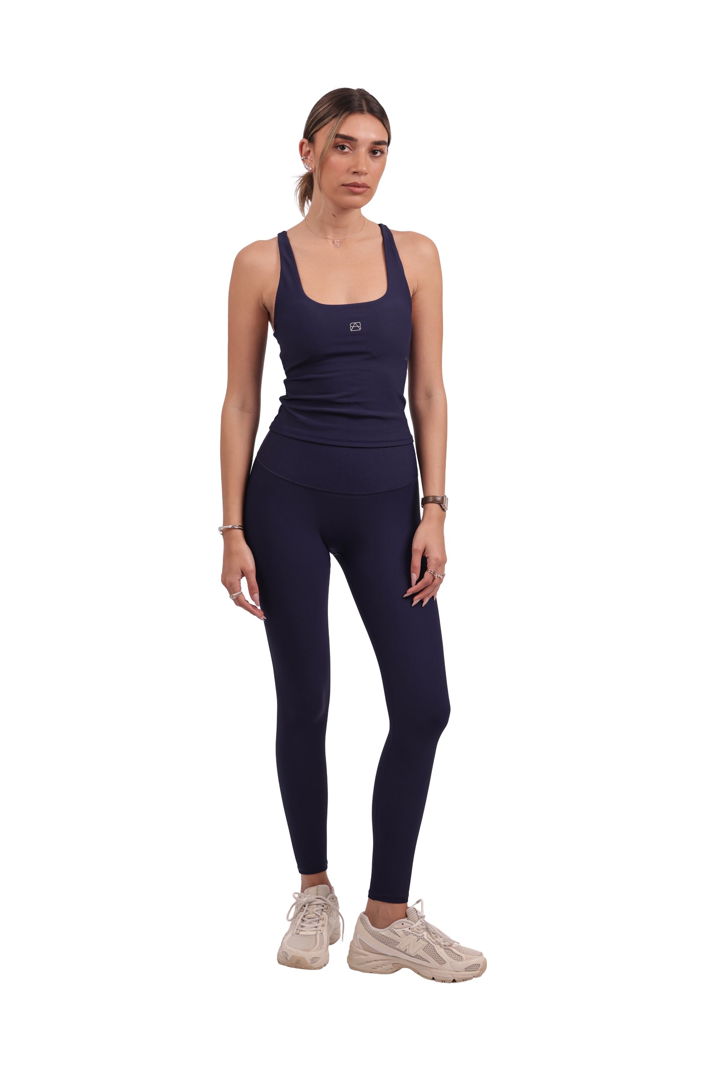 Square Neck Y-Back Tank & Ribbed Seamless Leggings Set