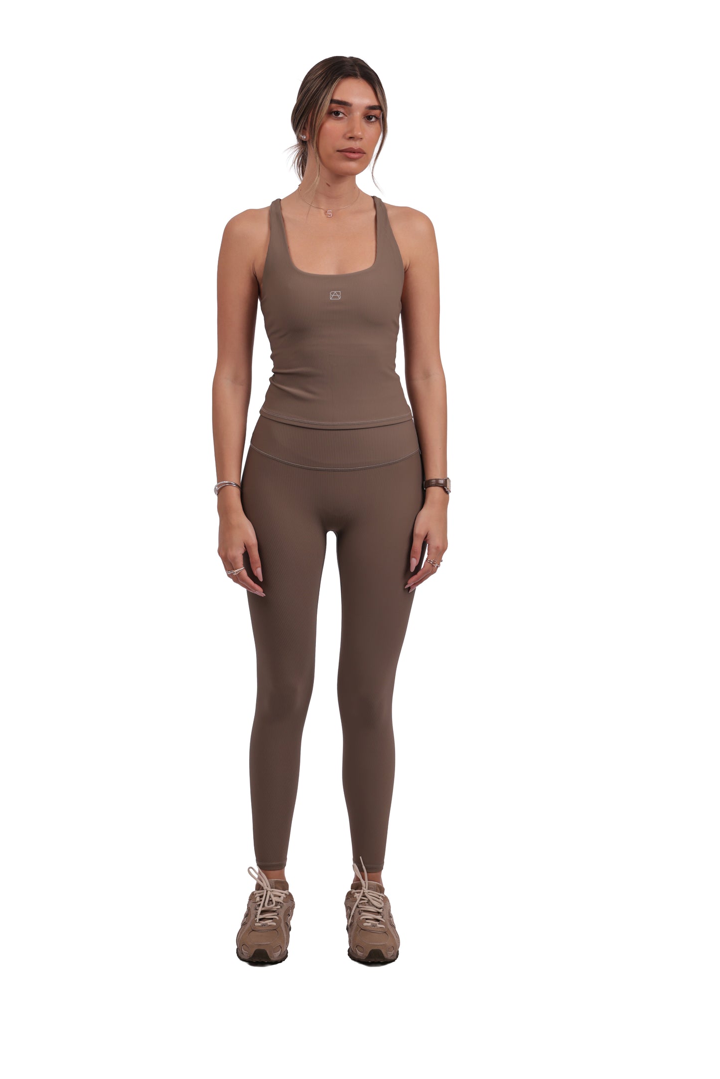 Square Neck Y-Back Tank & Ribbed Seamless Leggings Set