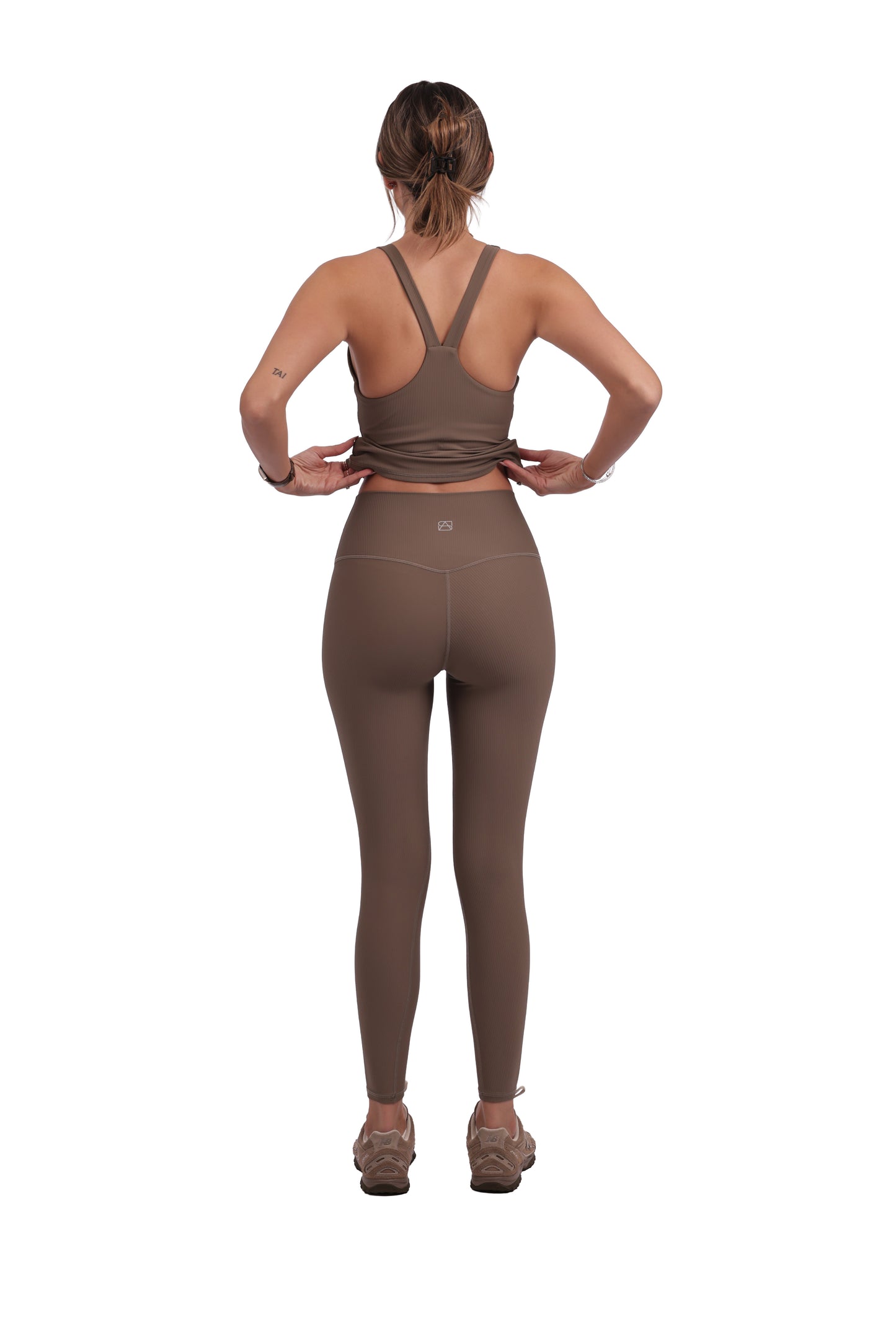 Square Neck Y-Back Tank & Ribbed Seamless Leggings Set
