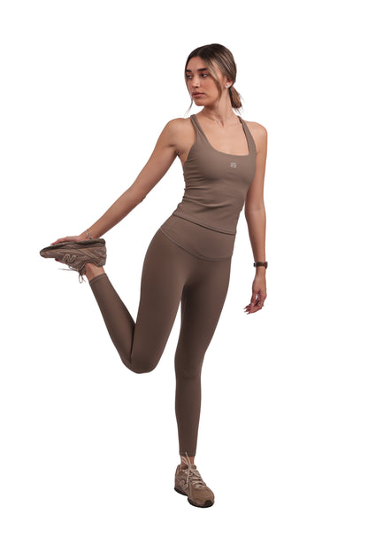 Square Neck Y-Back Tank & Ribbed Seamless Leggings Set