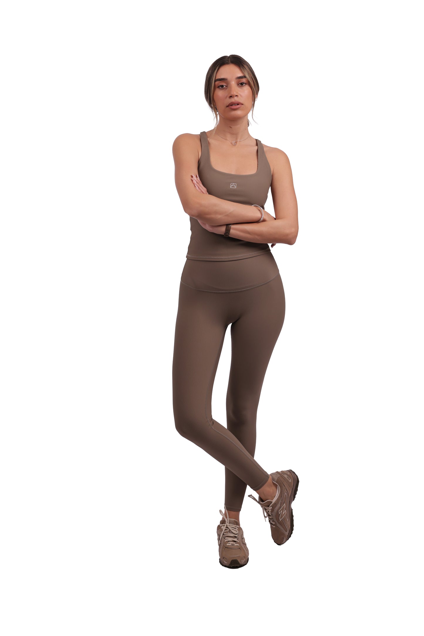 Square Neck Y-Back Tank & Ribbed Seamless Leggings Set