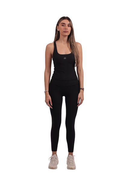 Square Neck Y-Back Tank & Ribbed Seamless Leggings Set