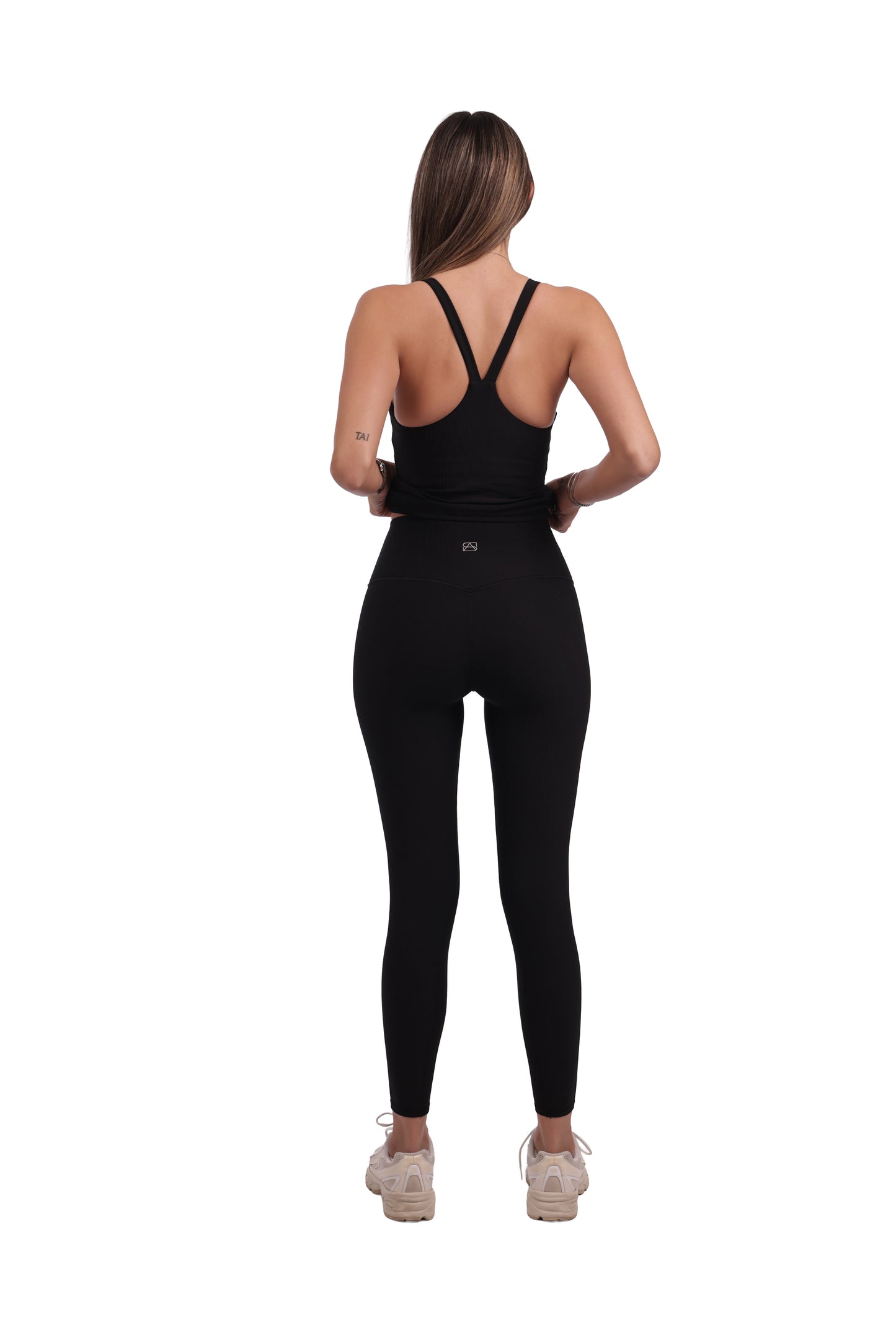 Square Neck Y-Back Tank & Ribbed Seamless Leggings Set