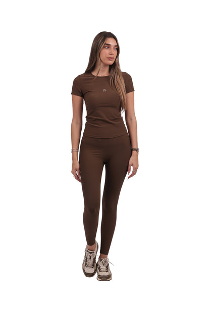Ribbed Sports Shirt & Seamless Leggings Active Set