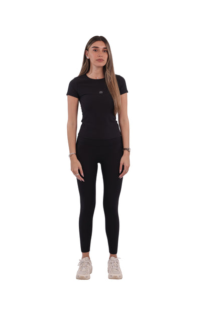 Ribbed Sports Shirt & Seamless Leggings Active Set