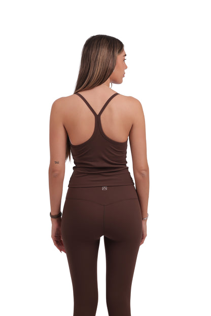 Y-Back Tank Top & Seamless No-Front-Rise Leggings Set