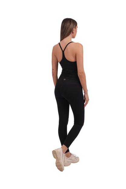 Y-Back Tank Top & Seamless No-Front-Rise Leggings Set