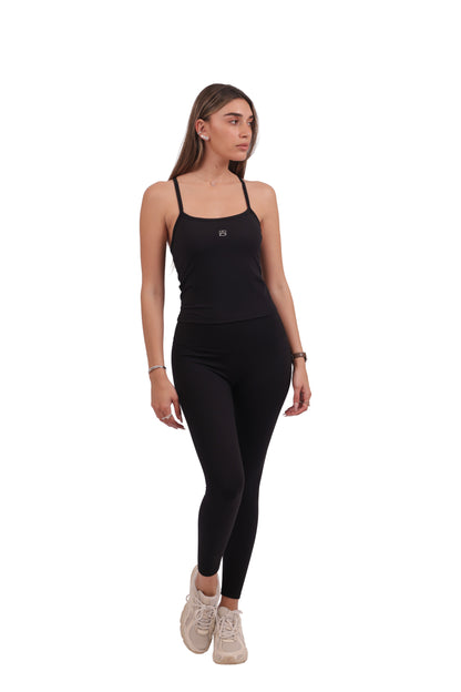 Y-Back Tank Top & Seamless No-Front-Rise Leggings Set