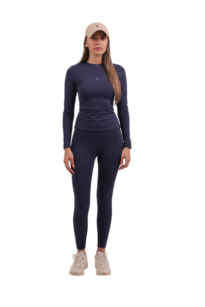 Round Neck Long-Sleeve Top & Brushed Seamless Leggings Set