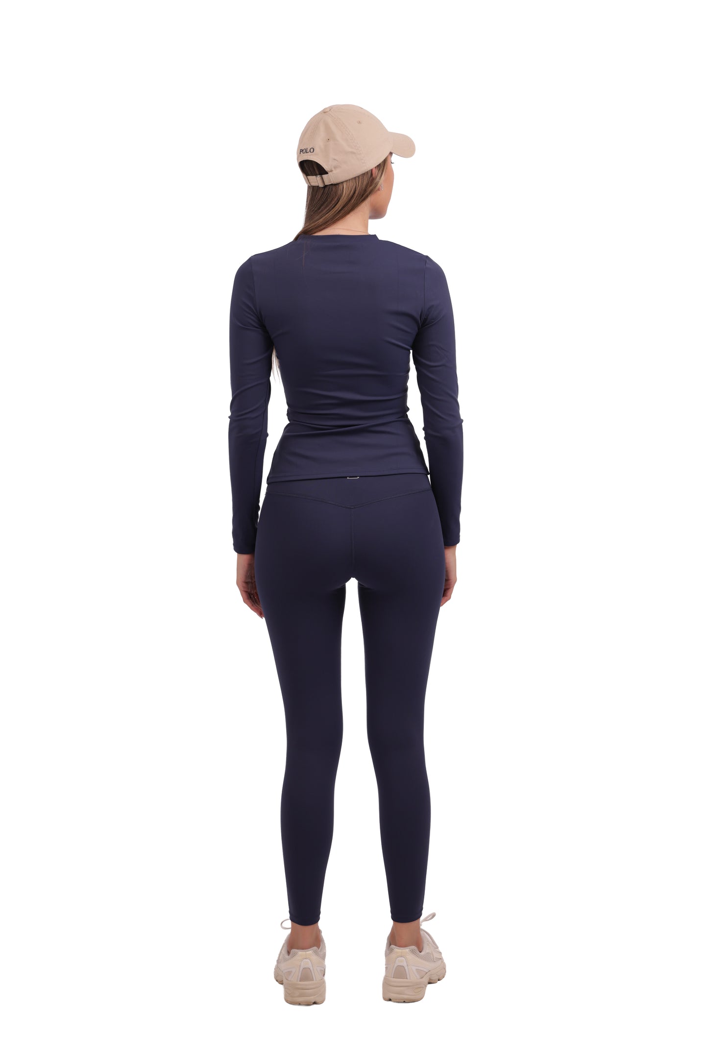 Round Neck Long-Sleeve Top & Brushed Seamless Leggings Set